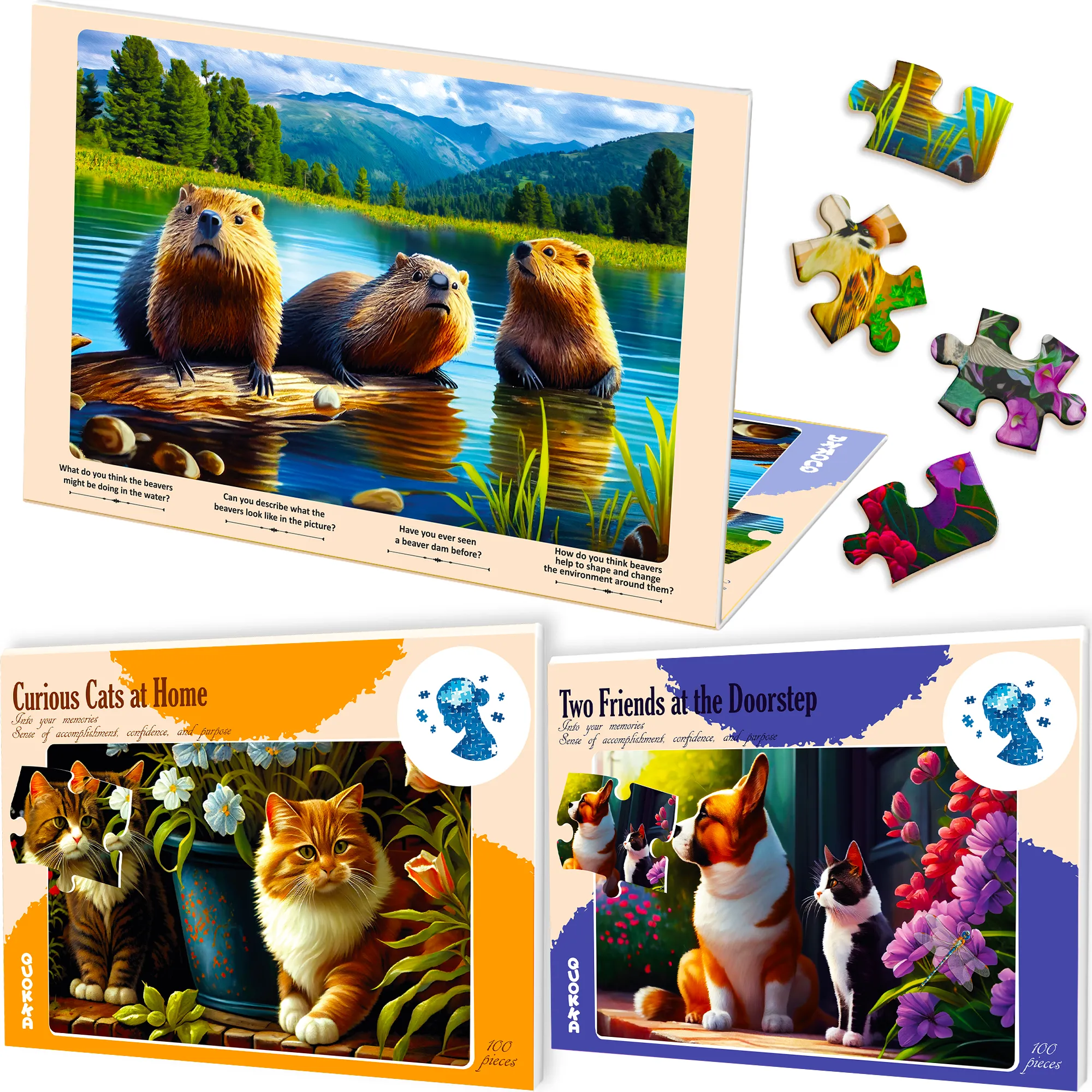 100 Pcs Dementia Puzzles for Elderly | Animals