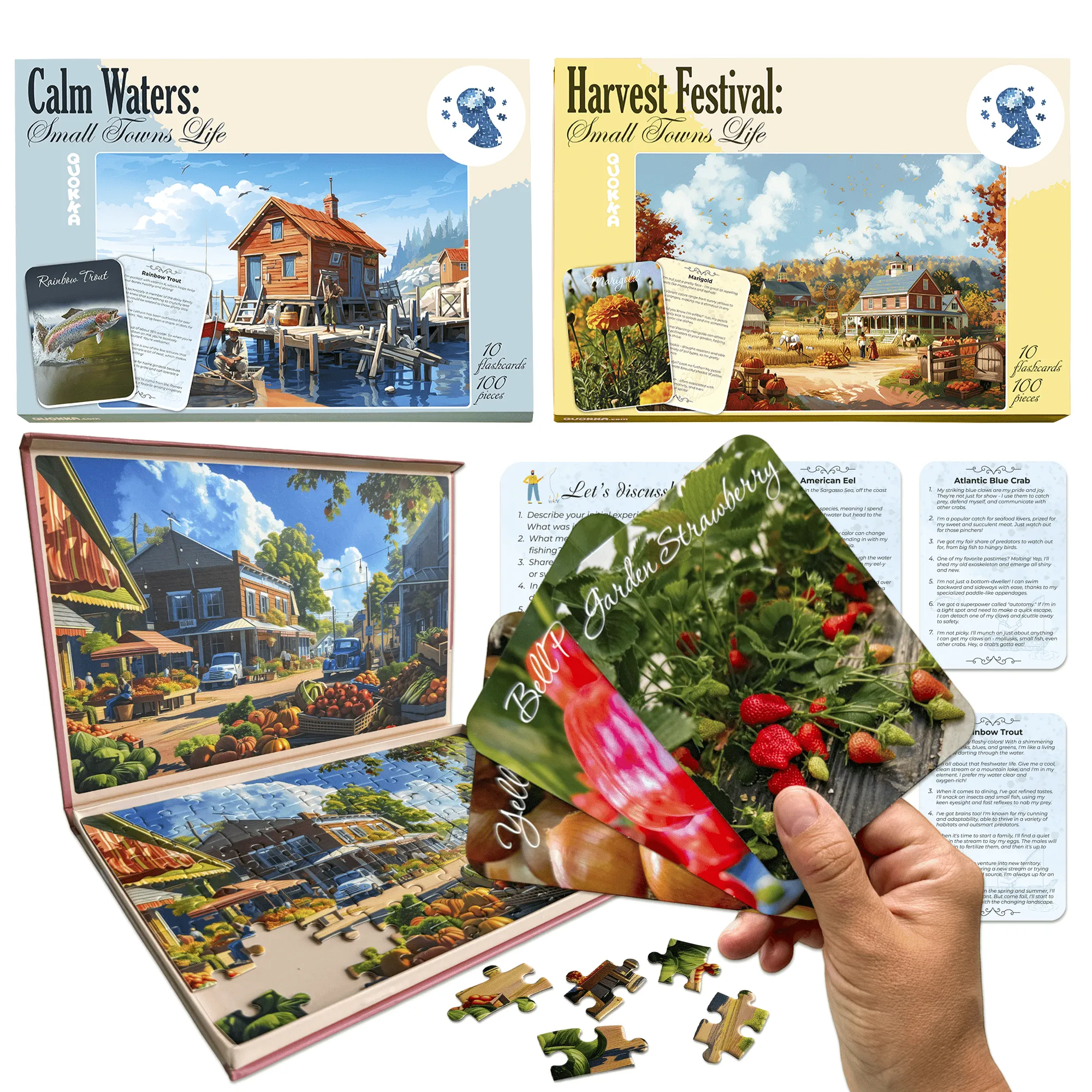 100 Pcs Dementia Puzzles for Elderly | Small Town