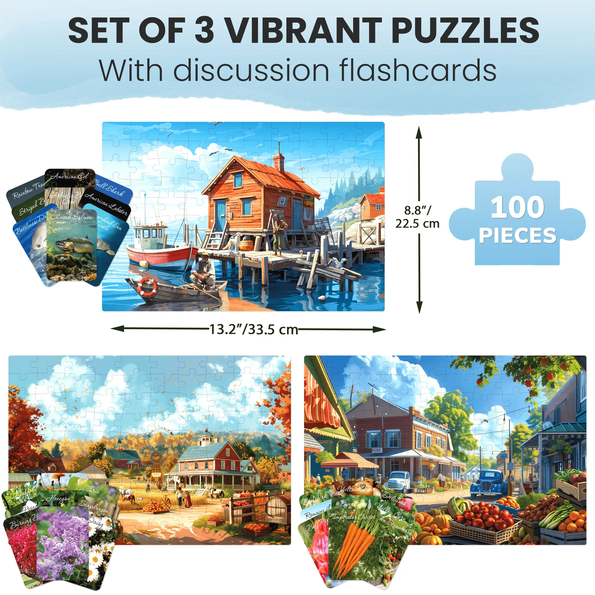 100 Pcs Dementia Puzzles for Elderly | Small Town