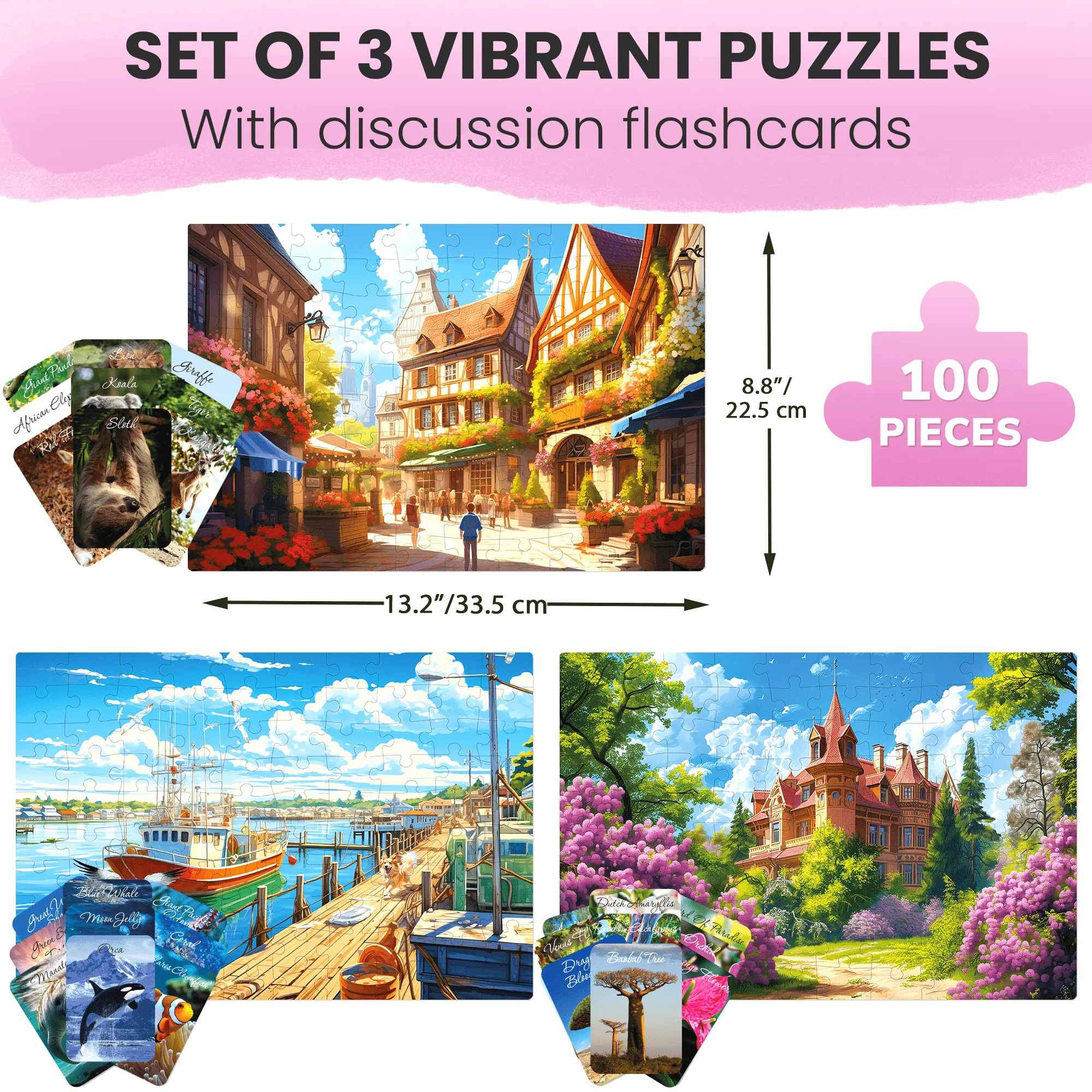 100 Pcs Dementia Puzzles for Elderly | Travel Memories