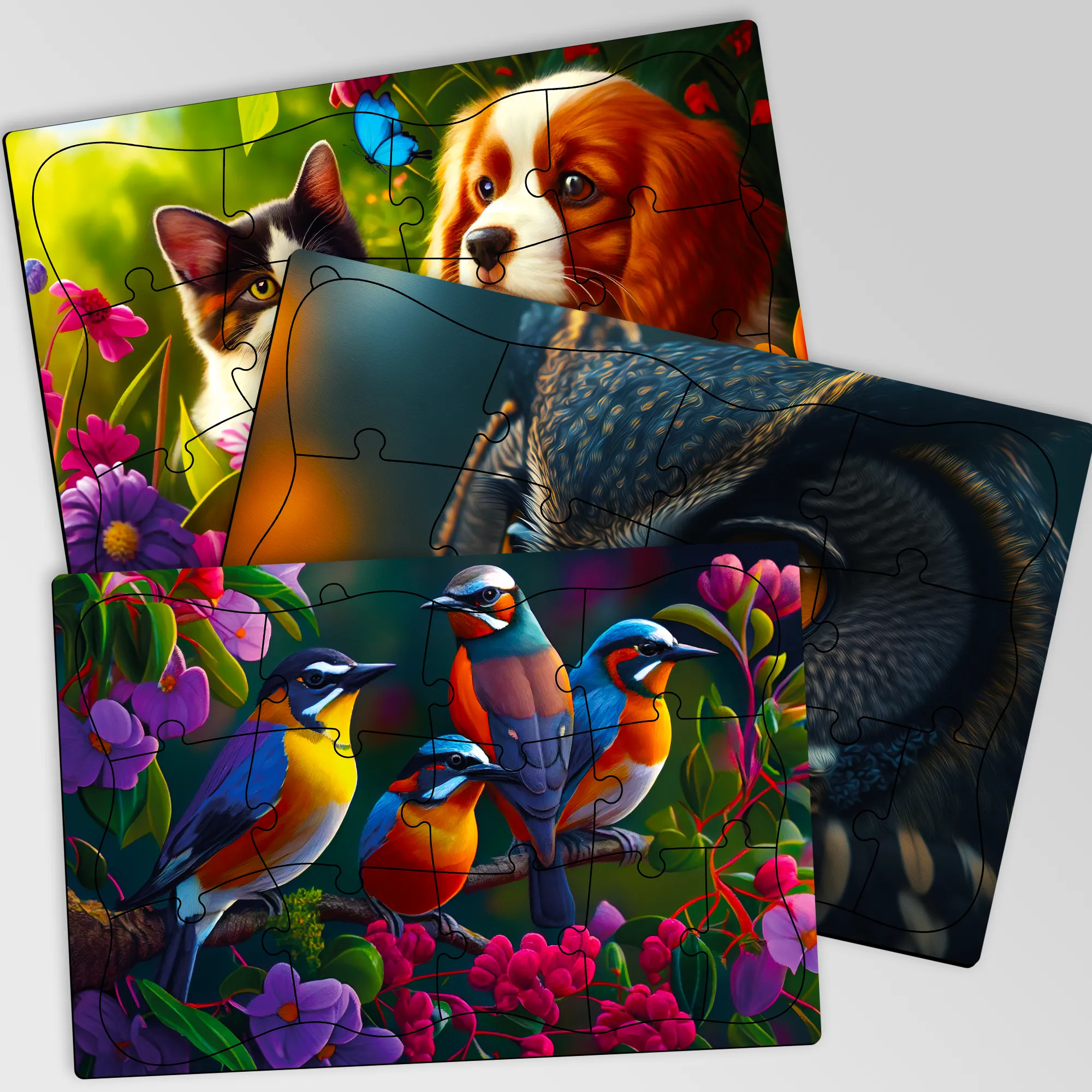 13 Pcs Dementia Puzzles for Elderly | 3 Alzheimers with Birds, Cats