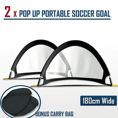 2 x SOCCER GOAL 160CM POP UP GOALS PORTABLE ELITE NEW FOOTBALL SET GIFT