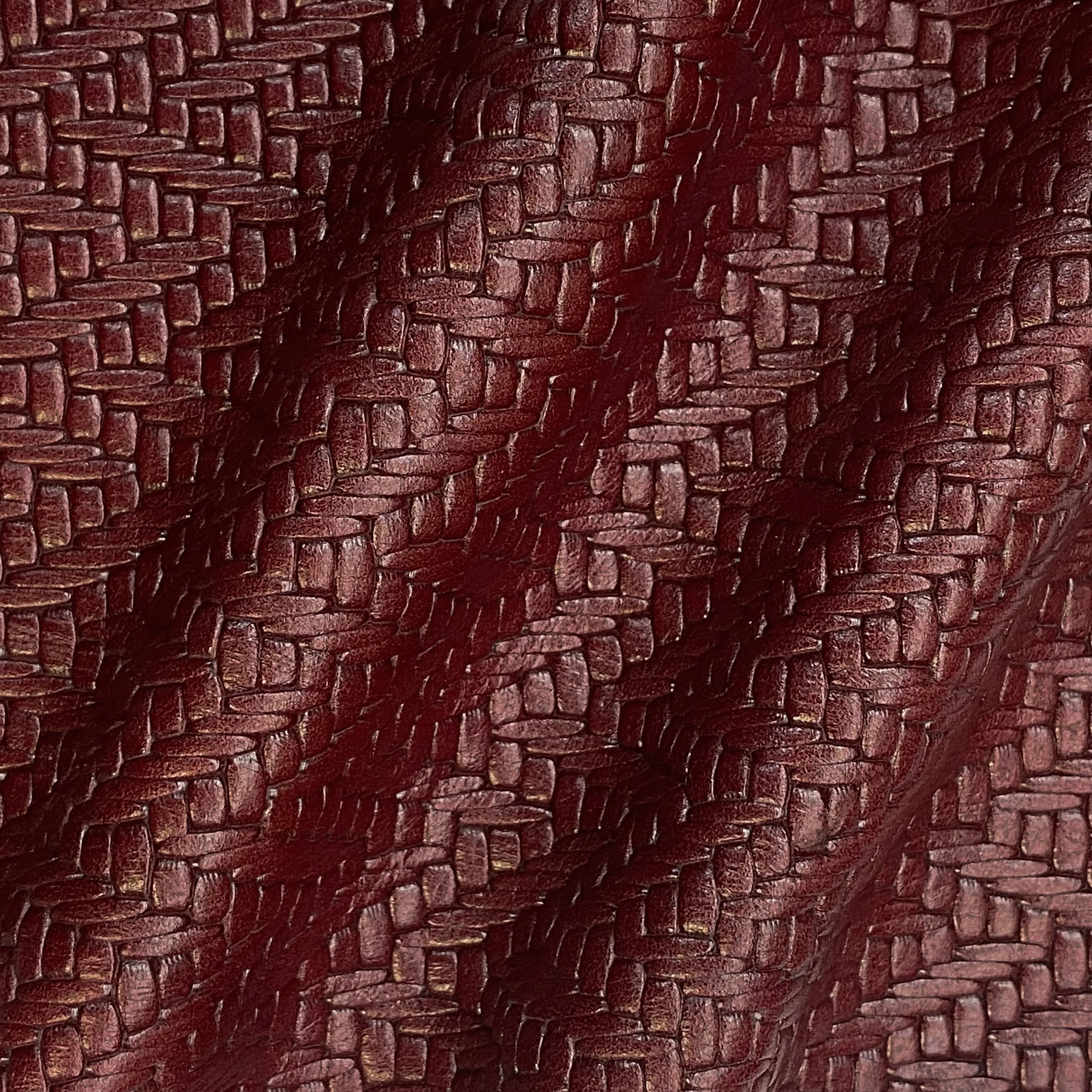 5oz (2mm) Oxblood Chevron Embossed Cow Leather (per square foot)