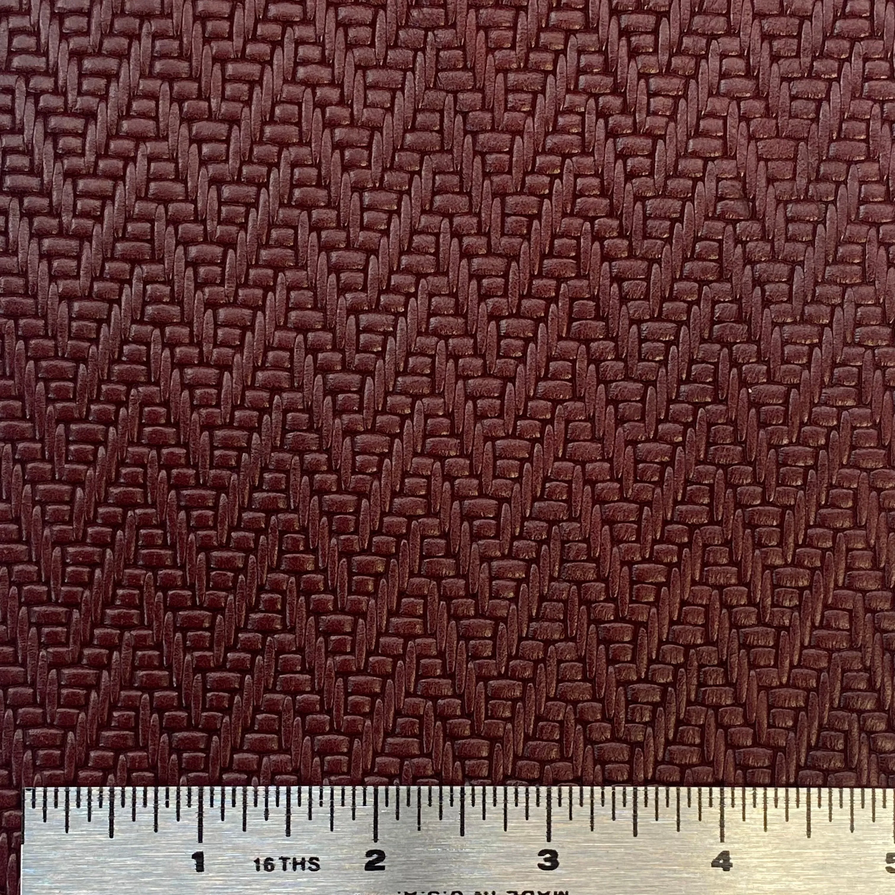 5oz (2mm) Oxblood Chevron Embossed Cow Leather (per square foot)