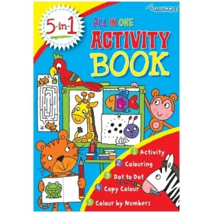 A4 All In One Activity Book - Kids Activities Colouring Dot To Dot Puzzles High Quality Paper