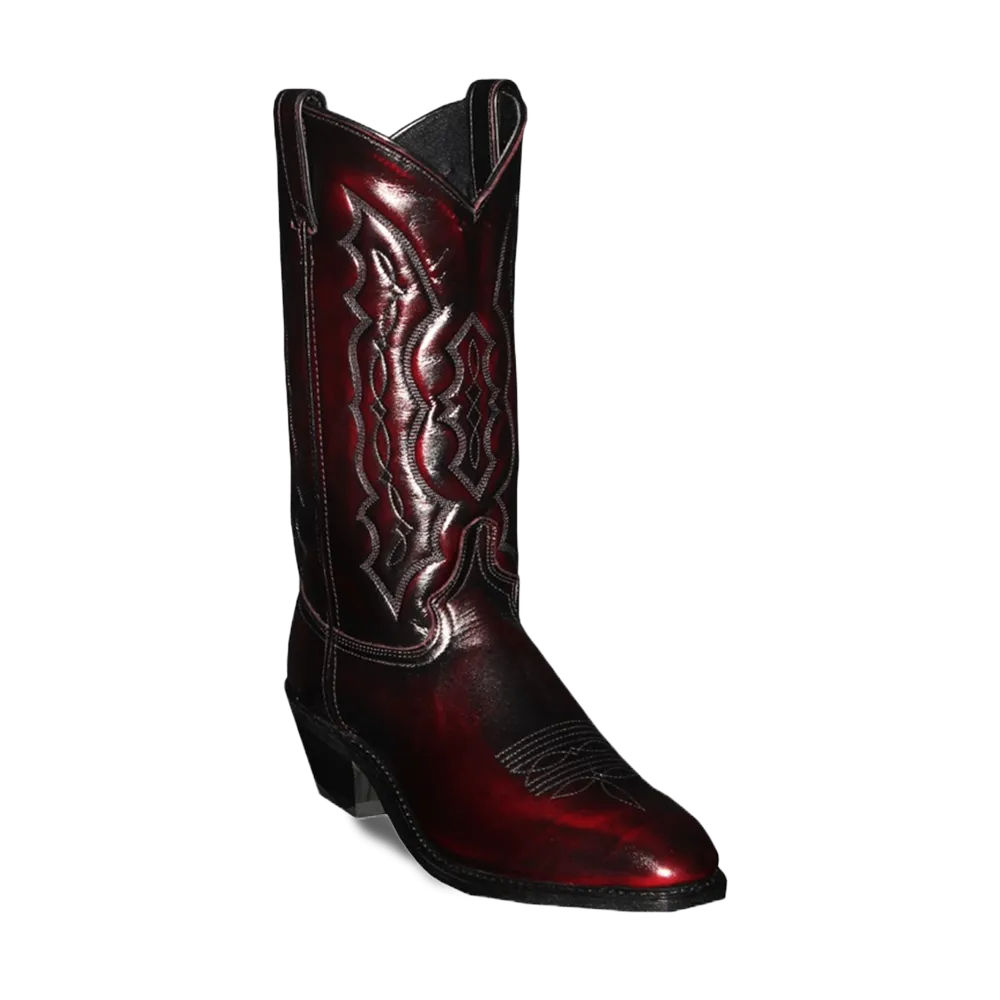 Abilene Men's Square Dress Toe Black Cherry Cowhide Leather Boots 6469