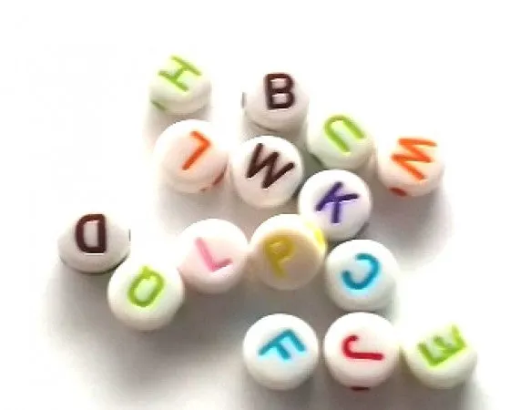 Acrylic - Round (Flat) - Alphabet - 6mm - 50 pieces