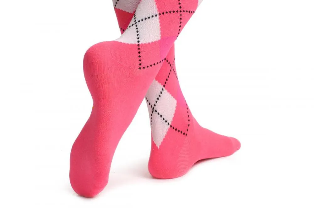 Argyle Pink White & Fluorescent Pink