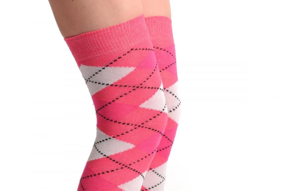 Argyle Pink White & Fluorescent Pink