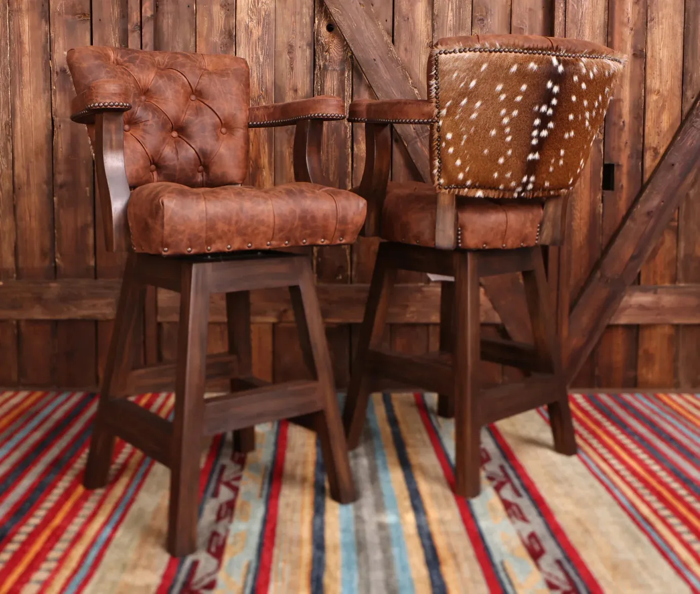 Axis Hide Tufted Pecan Barstool