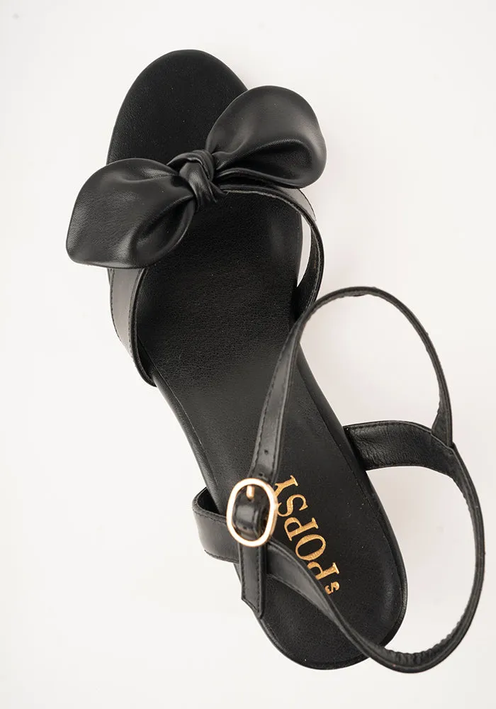 Black Glitter Heel Party Sandals