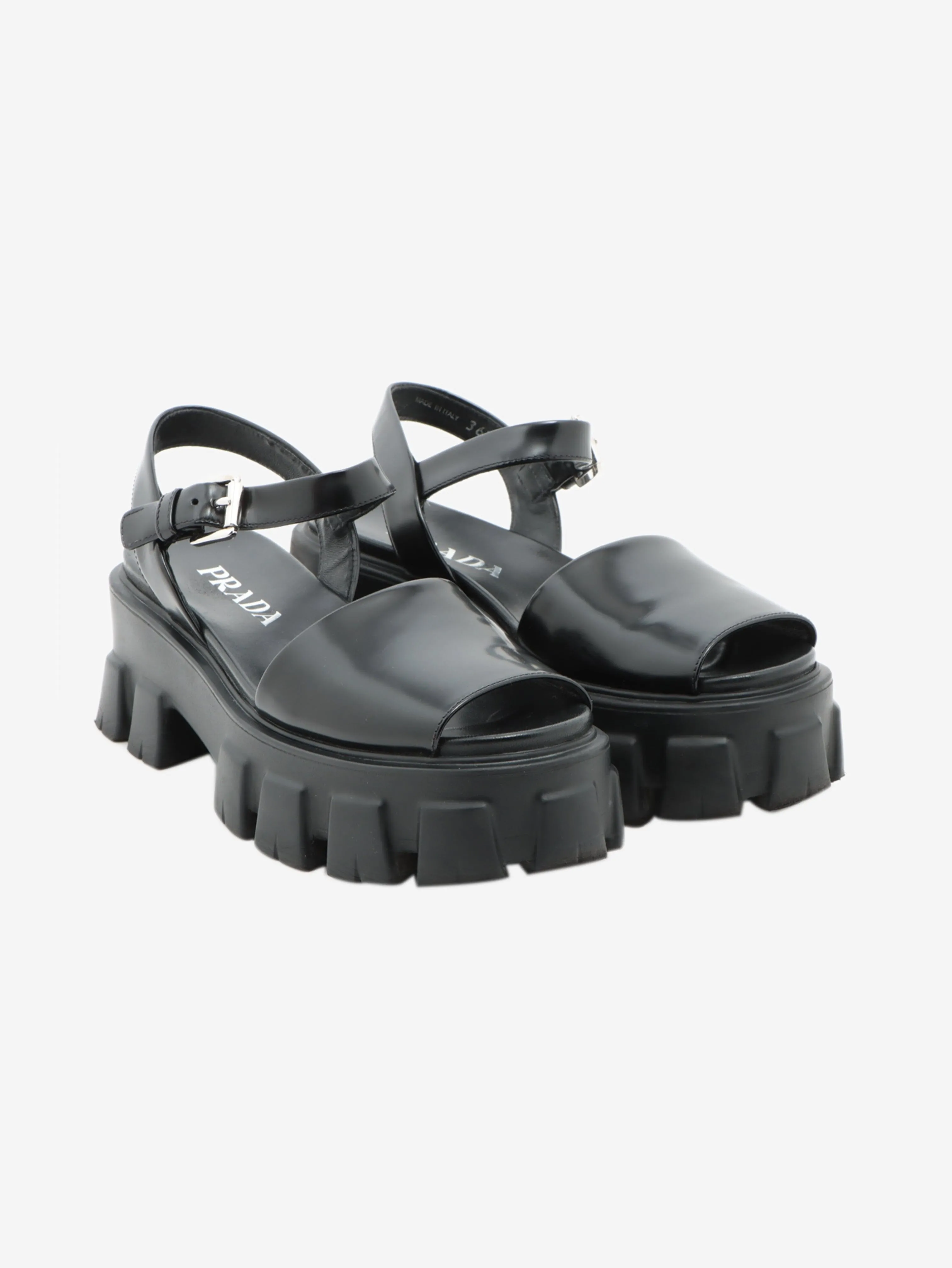 Black Monolith rubber platform sandals - size EU 36.5