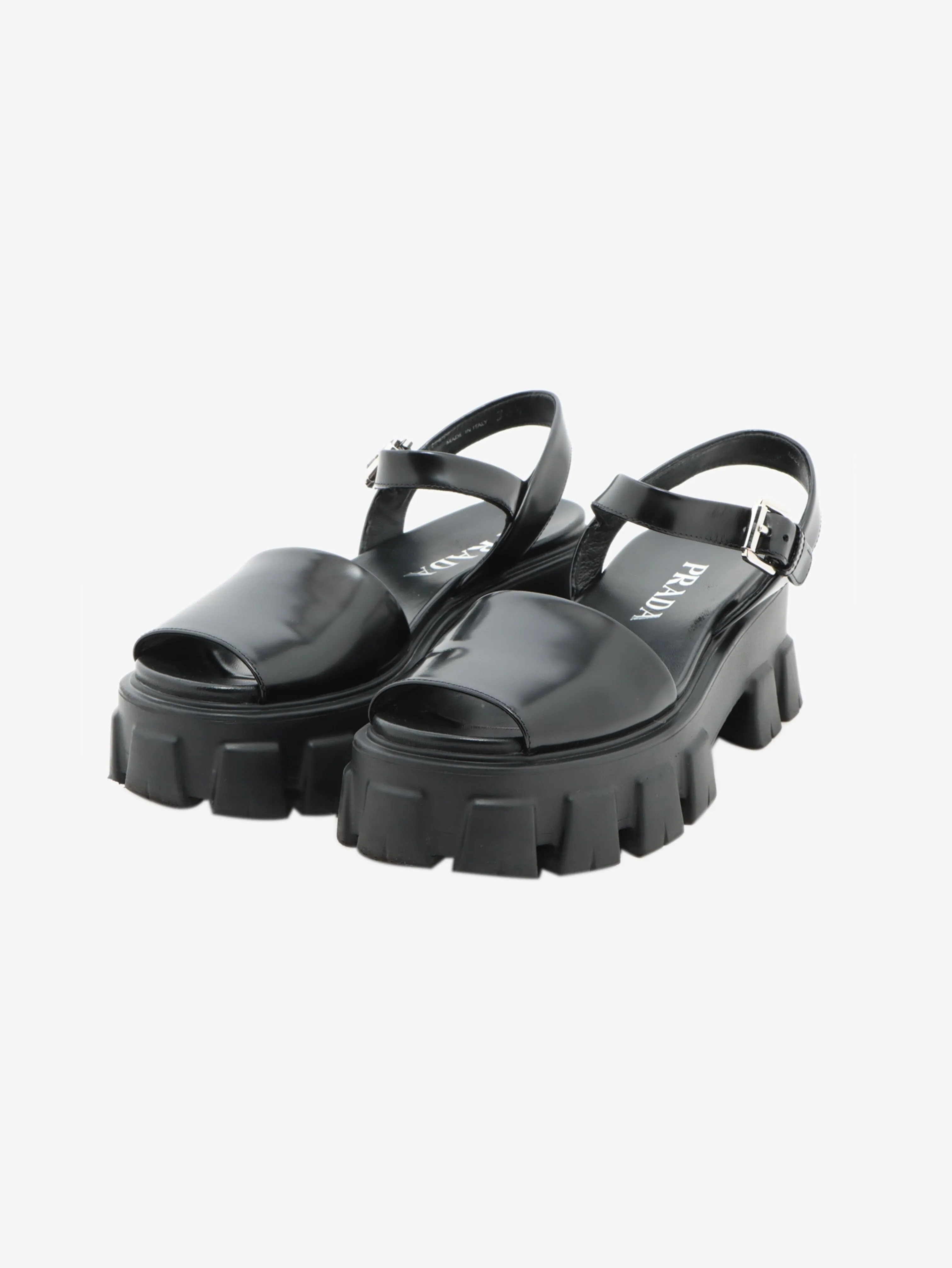 Black Monolith rubber platform sandals - size EU 36.5