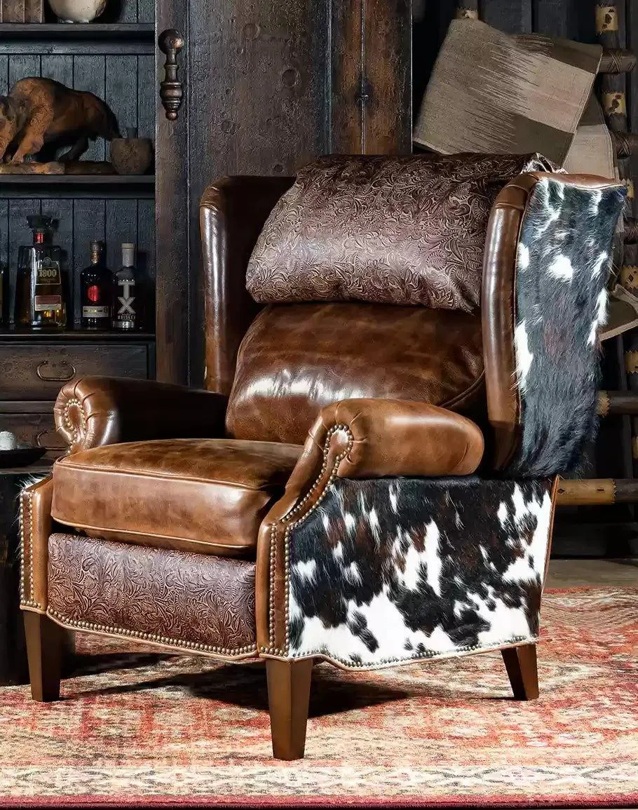 Bustle Back Cowhide & Leather Recliner