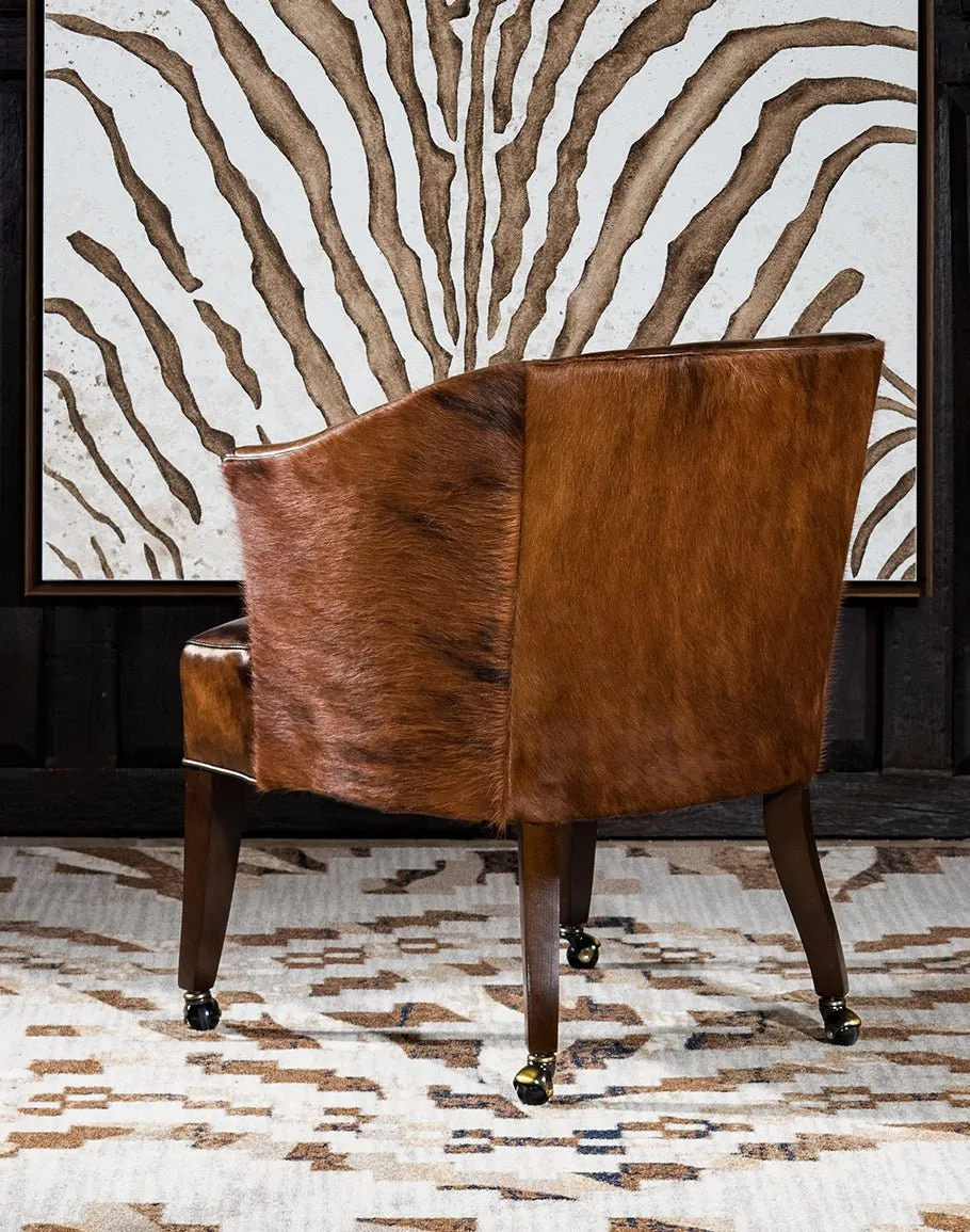 Cattle Club Cowhide & Leather Captains Chair