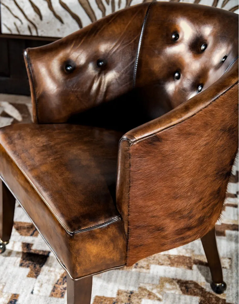 Cattle Club Cowhide & Leather Captains Chair