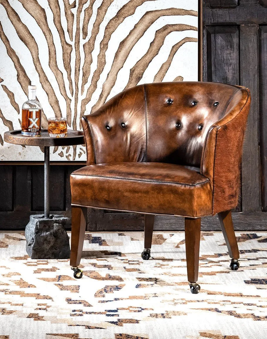 Cattle Club Cowhide & Leather Captains Chair