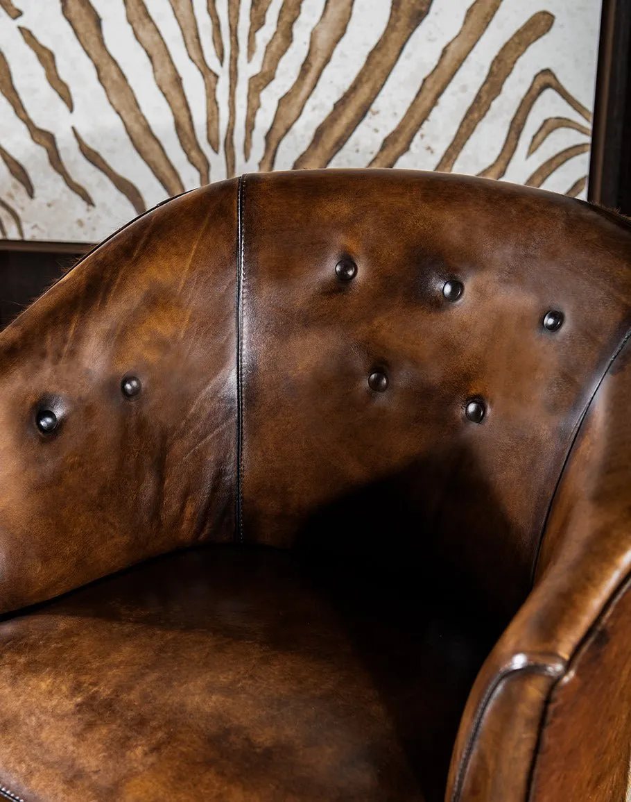 Cattle Club Cowhide & Leather Captains Chair