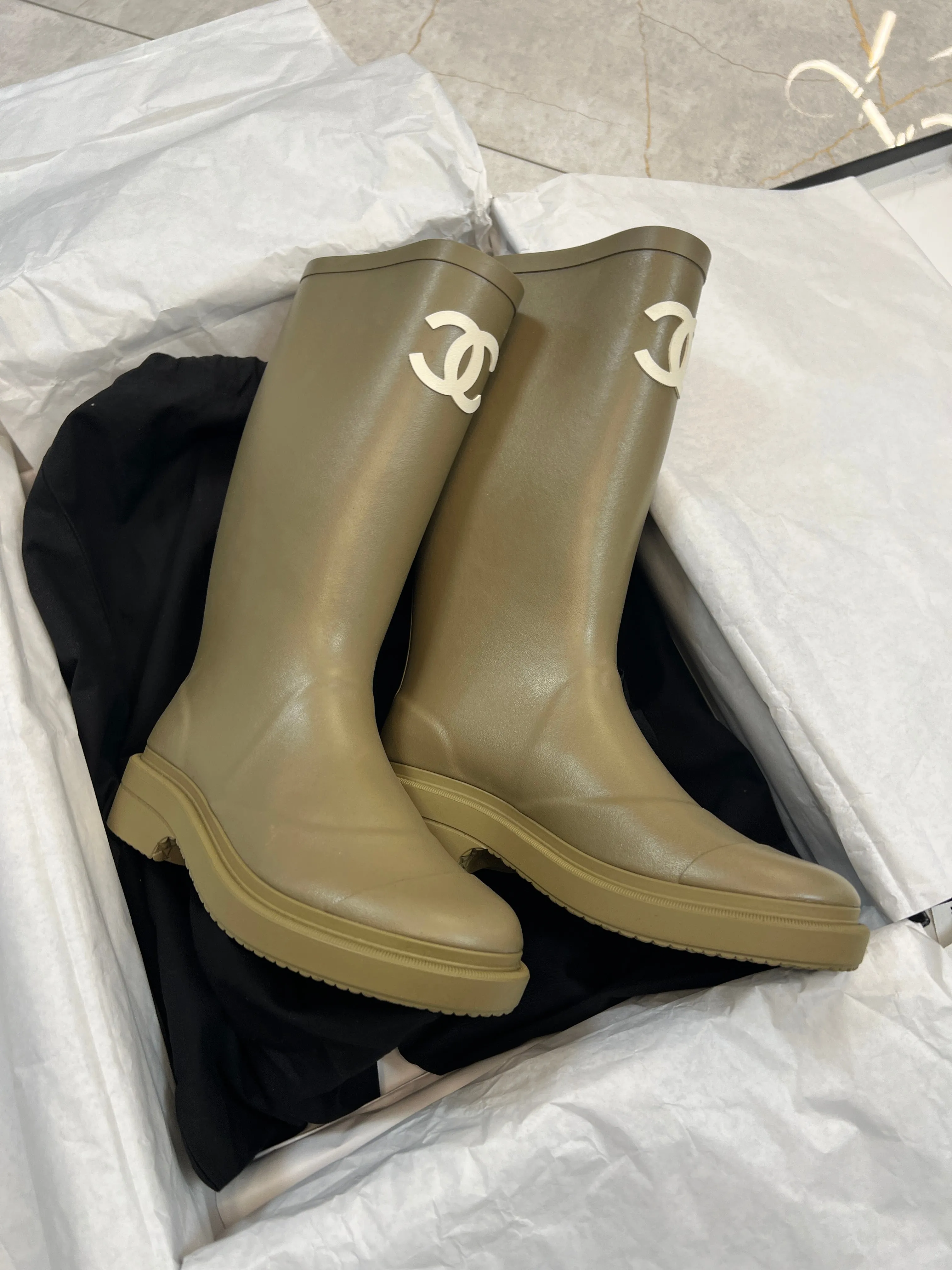 Chanel High Boots (Dark Beige)