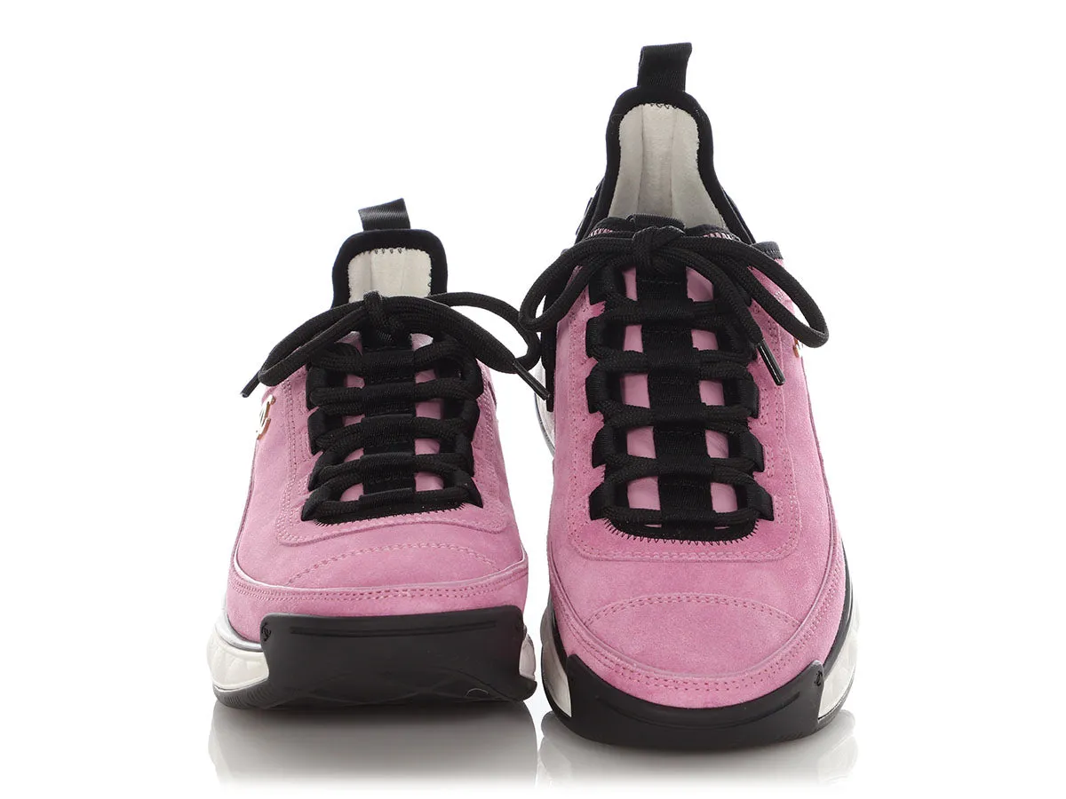 Chanel Pink Suede Calfskin Sneakers