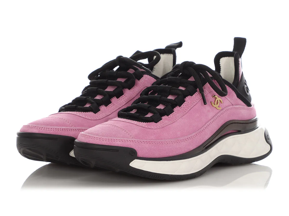 Chanel Pink Suede Calfskin Sneakers