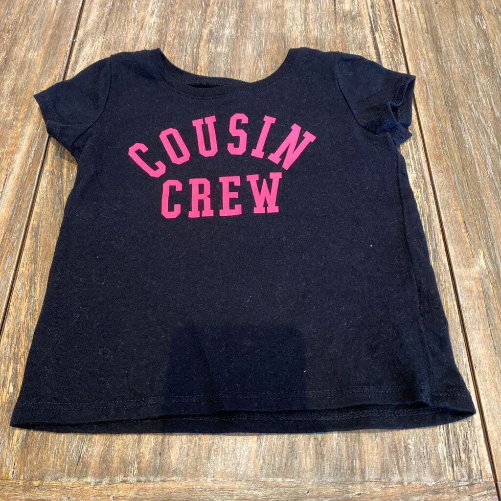 Childrens Place Black Tshirt with pink writing 'cousin" 2T