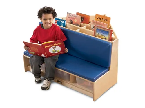 Corner Book Browser-Corner Literacy Nook w/Tubs-Red or Blue