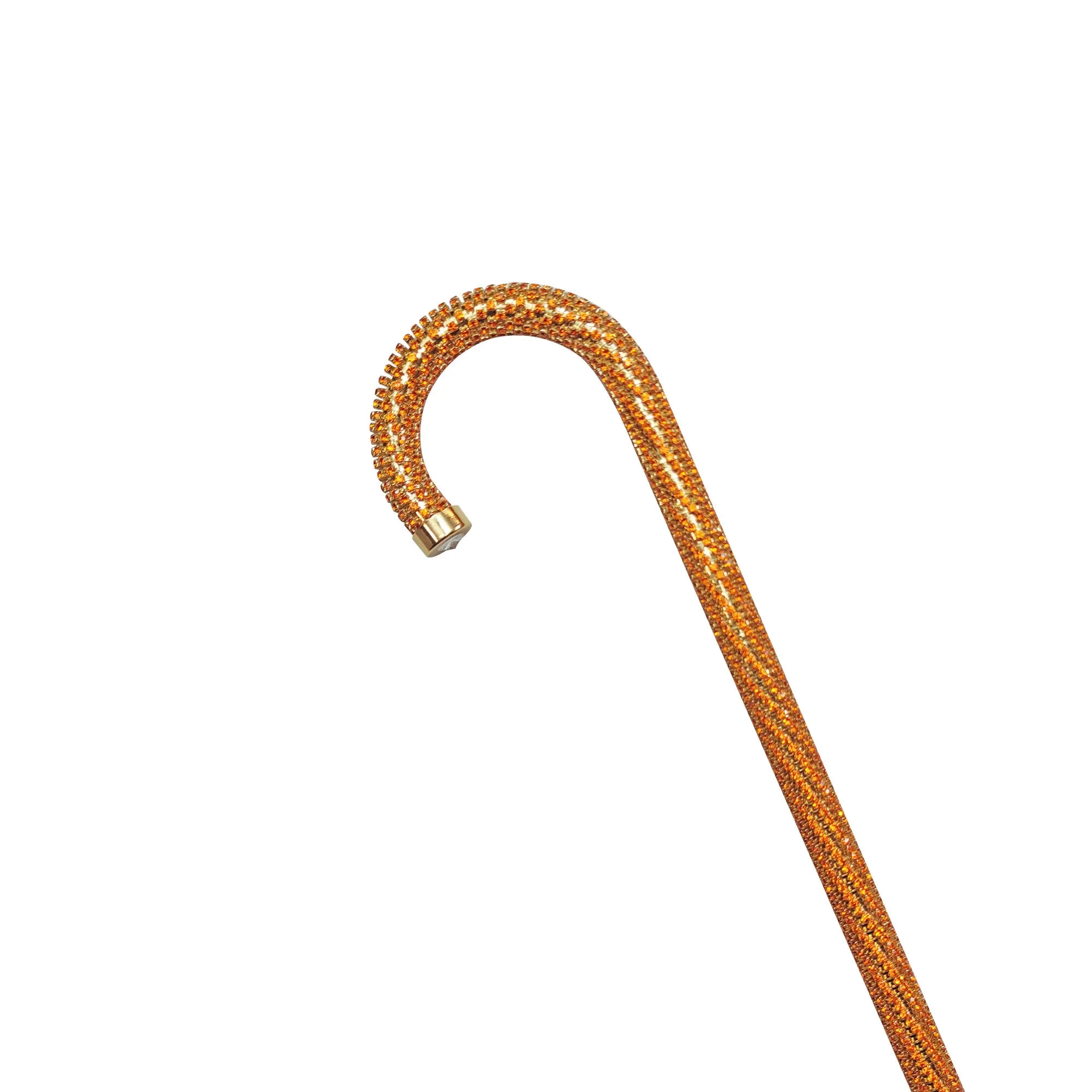 Crook Walking Cane Encrusted with Orange crystals