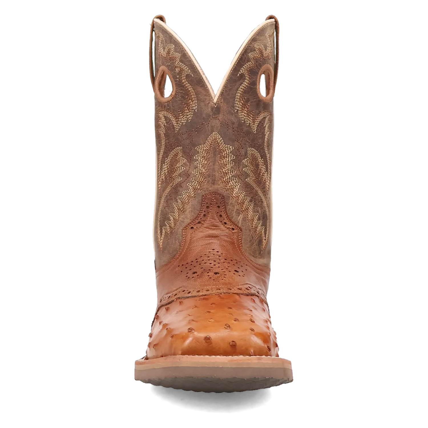 Dan Post Men's 11" Full Quill Ostrich Tan & Bay Apache Square Toe Western Boot