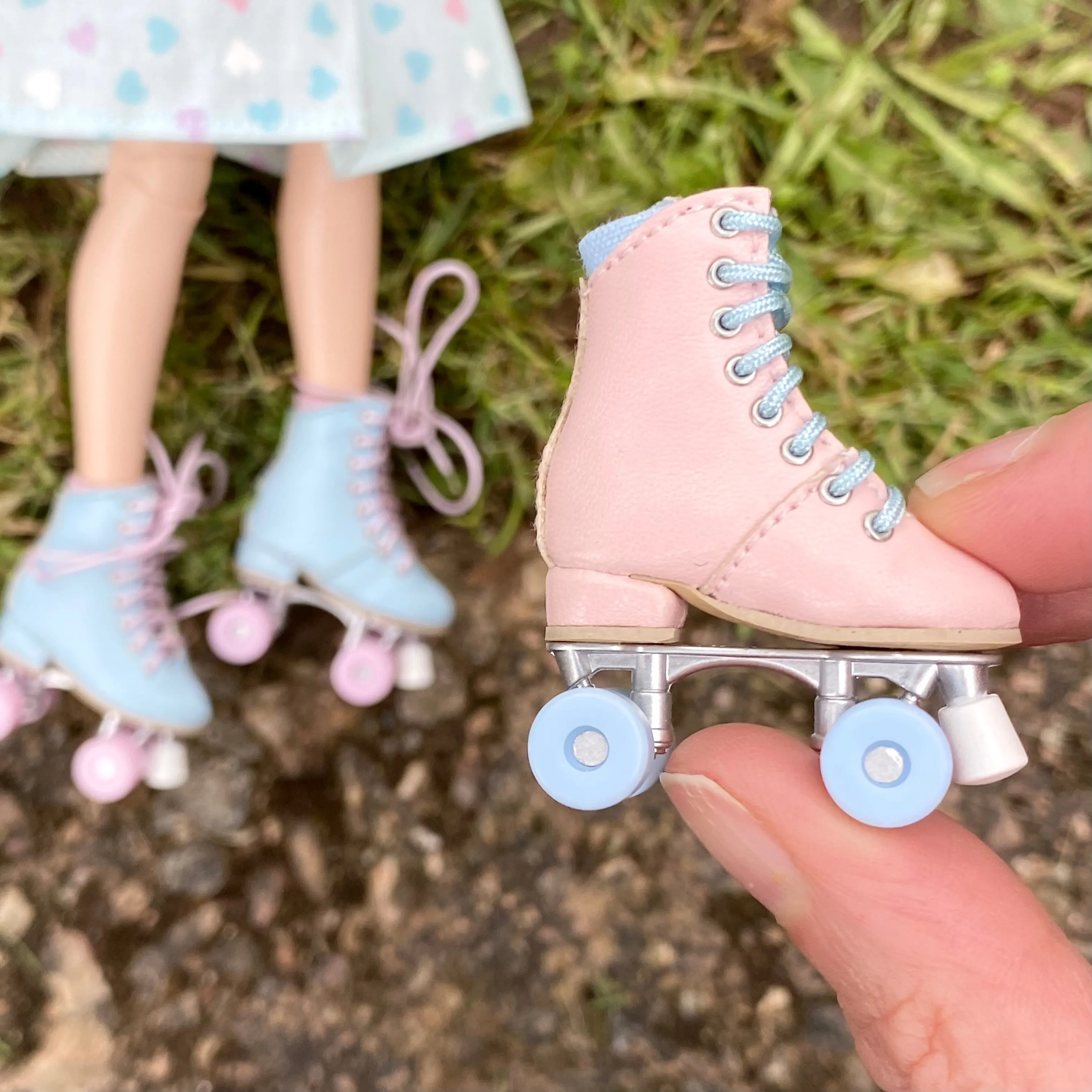 Doll roller skate boots Blythe 1/6 scale Pink