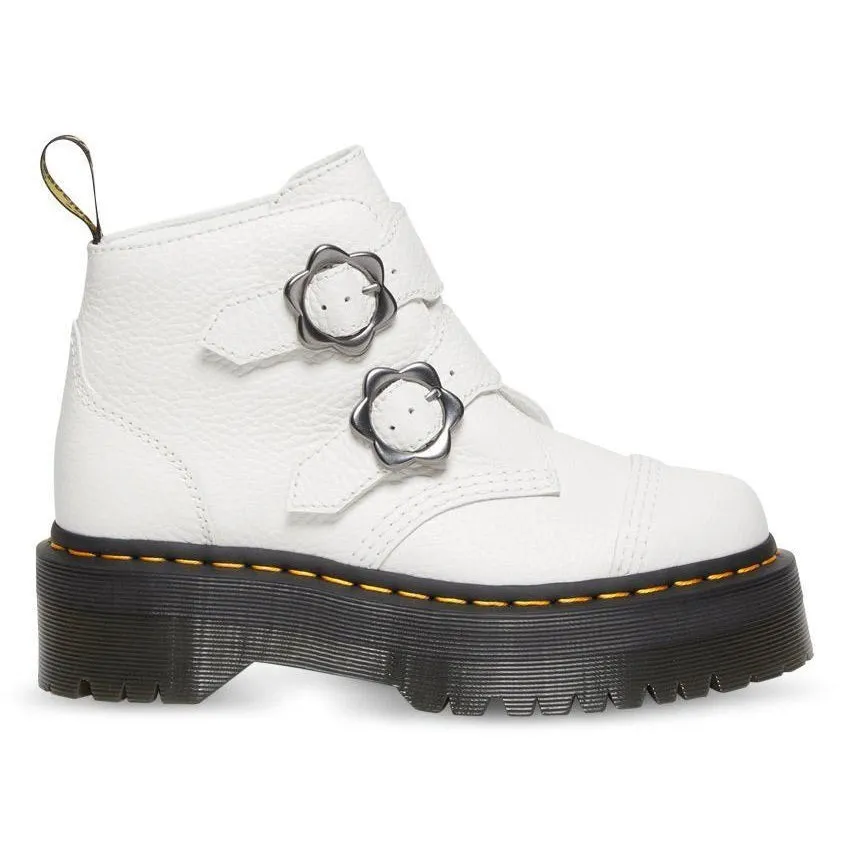 Dr Martens Devon Flower 2 Strap Boot - White Milled Nappa