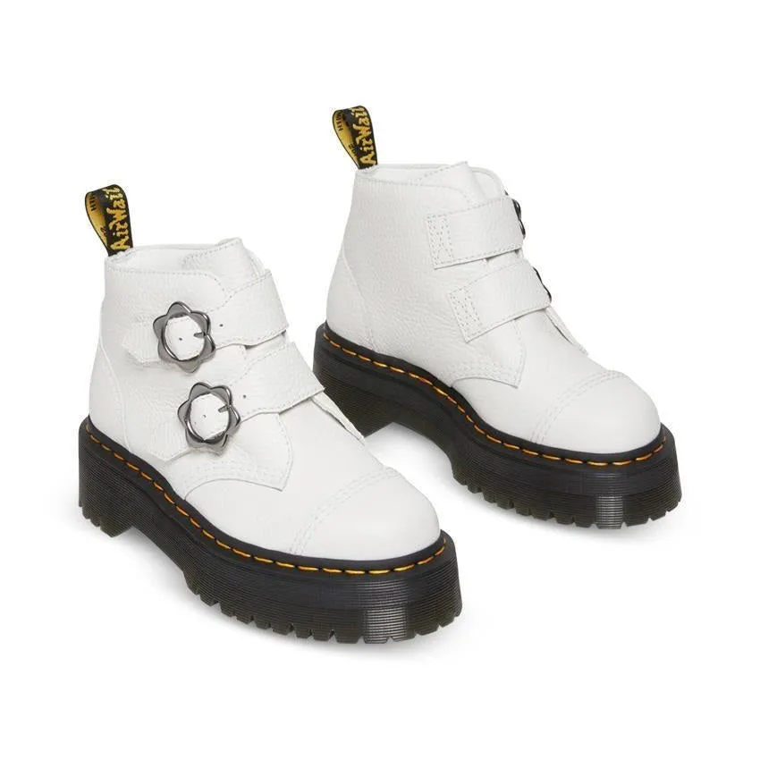 Dr Martens Devon Flower 2 Strap Boot - White Milled Nappa