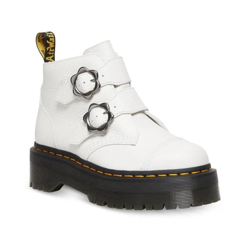 Dr Martens Devon Flower 2 Strap Boot - White Milled Nappa