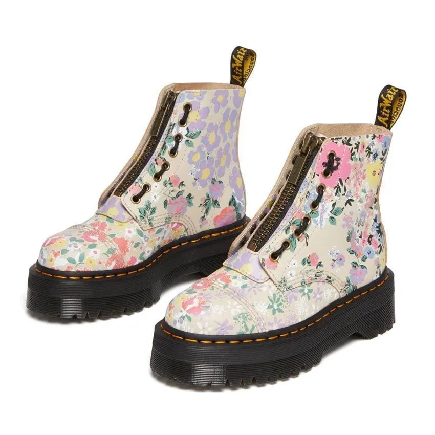 Dr Martens Sinclair Floral Mash Up Leather Platform Boots