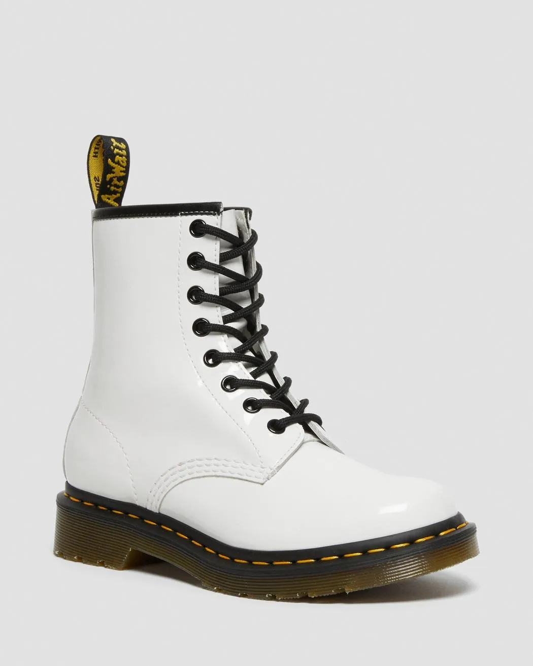 Dr. Martens Women's 1460 PATENT LEATHER LACE UP BOOTS (White Lucido   Patent Lamper)