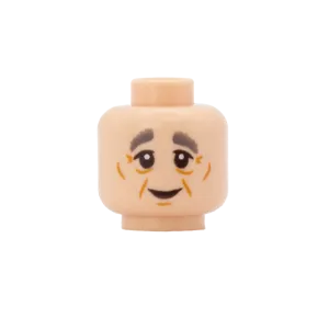 Elderly Closed Smile / Scrunched Up (Light Skin Tone, Double Sided) - LEGO Minifigure Head