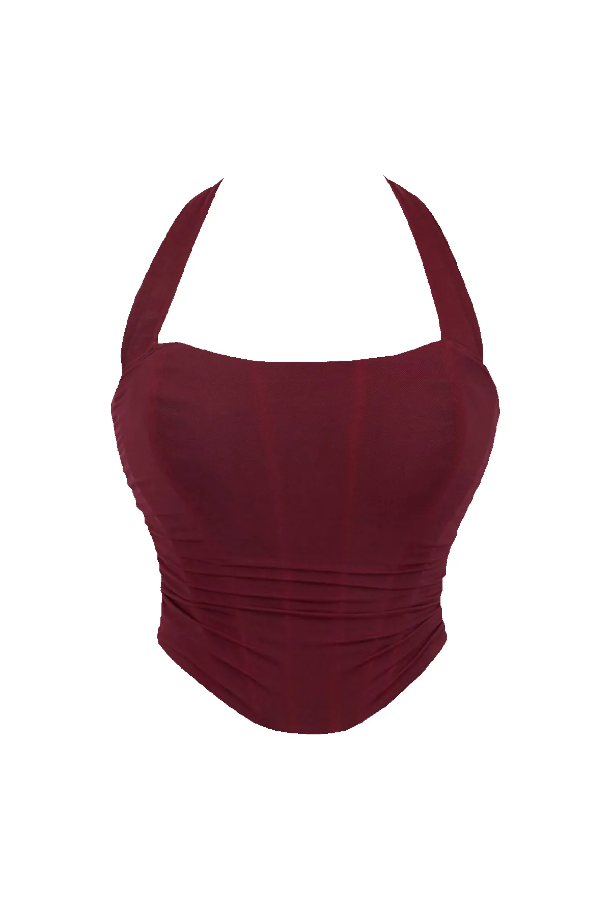 Eve Mesh Halter Top (Burgundy Red)