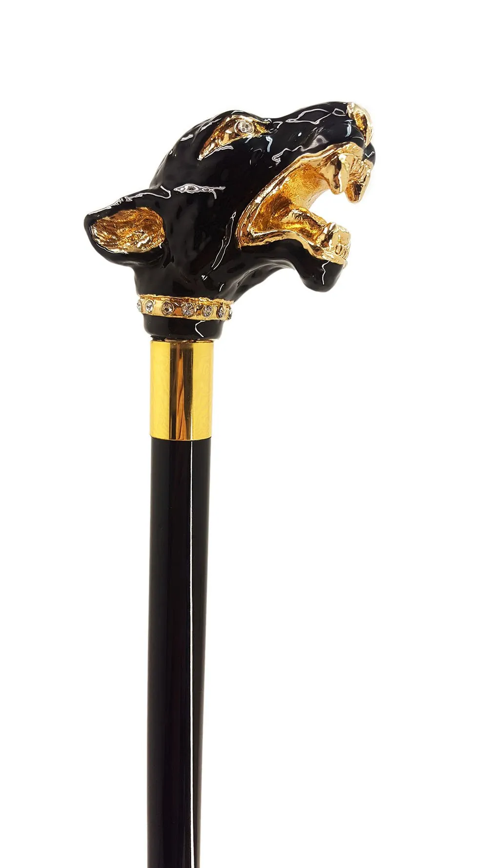 Fantastic Gold Plated Dog  - Hand Enamelled - Walking Cane