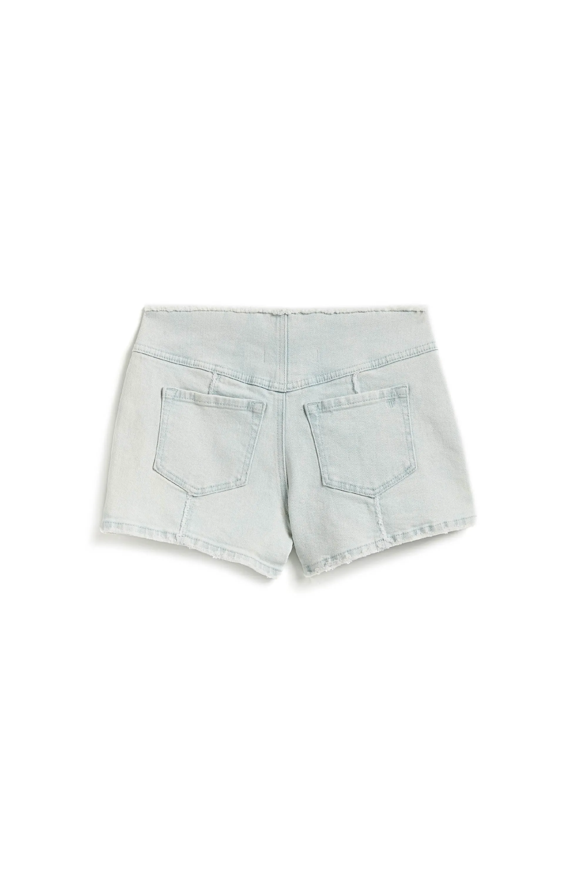 Front Yoke Paneled Side Slit Short In Indigo