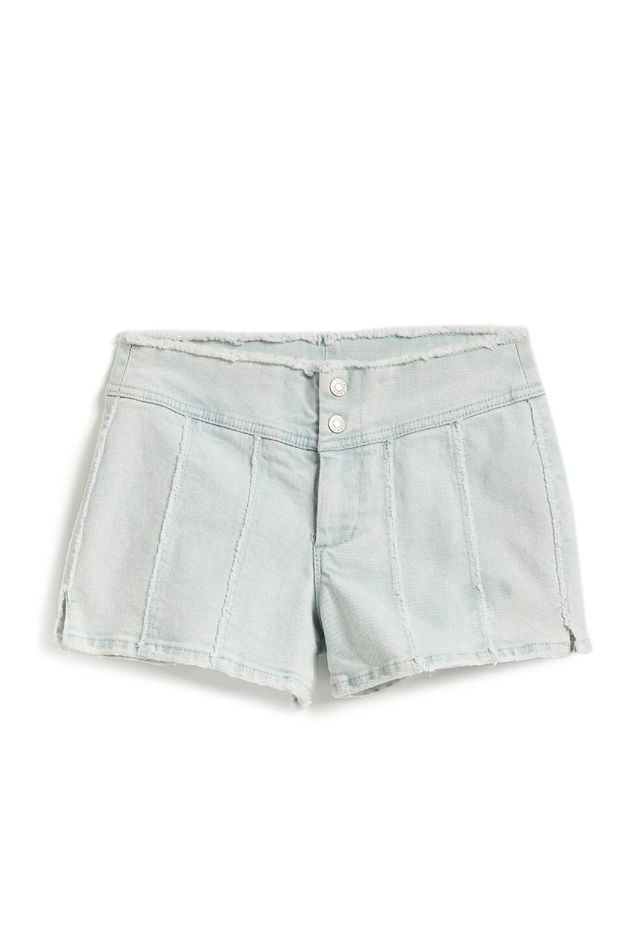 Front Yoke Paneled Side Slit Short In Indigo