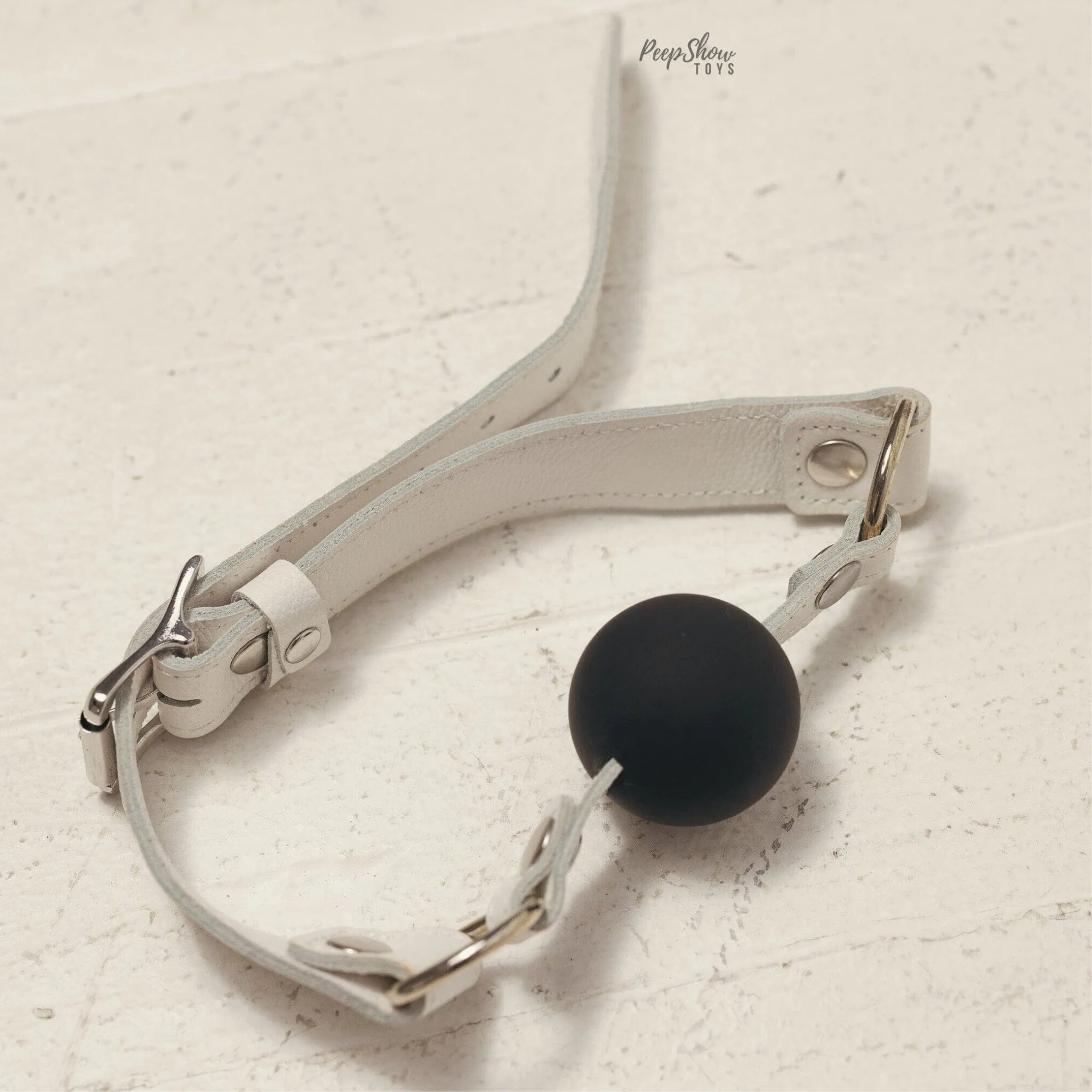 Fuji White Leather Ball Gag