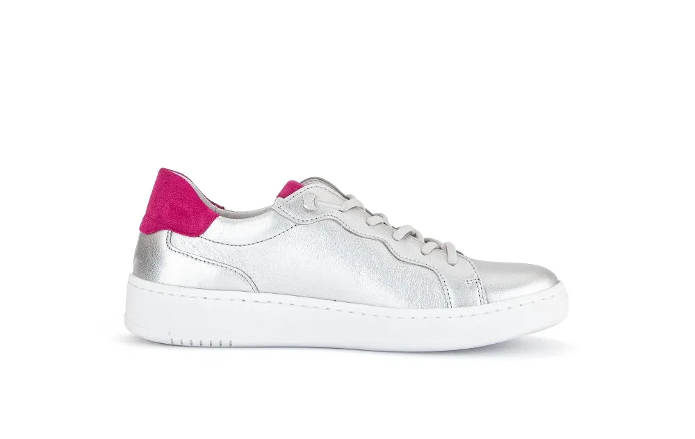 Gabor Silver Pink  Leather Trainer 34261