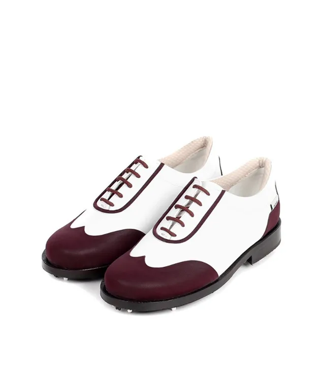 Giclee Women's Under Score Premium Leather Golf Shoes - Burgundy