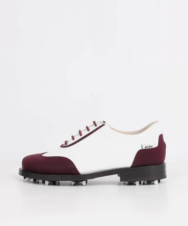 Giclee Women's Under Score Premium Leather Golf Shoes - Burgundy