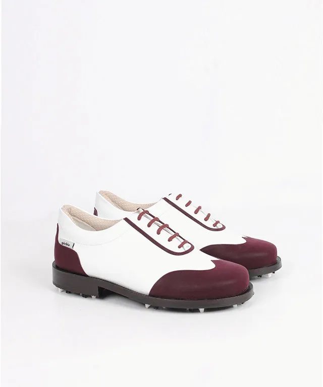 Giclee Women's Under Score Premium Leather Golf Shoes - Burgundy