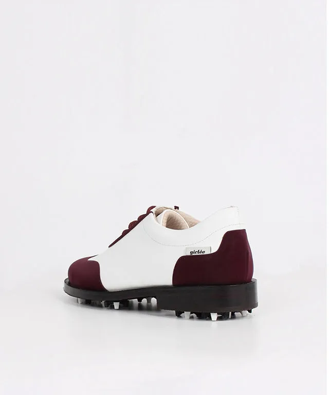 Giclee Women's Under Score Premium Leather Golf Shoes - Burgundy