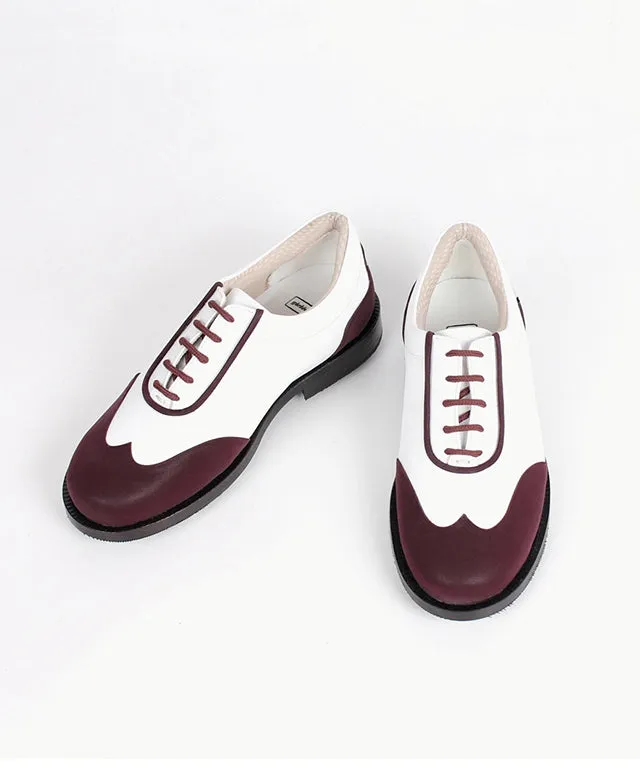 Giclee Women's Under Score Premium Leather Golf Shoes - Burgundy