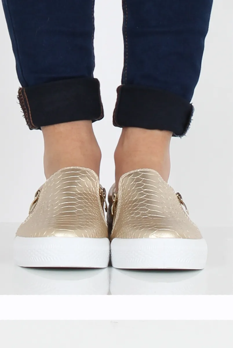 Gold Snakeskin Skater - Sophie