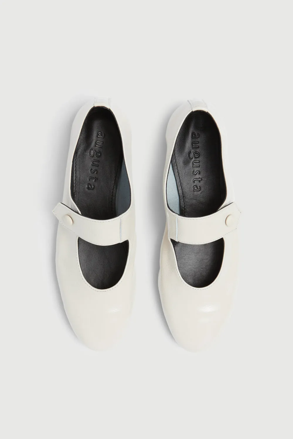 Greta Mary Janes in Cream Patent Leather