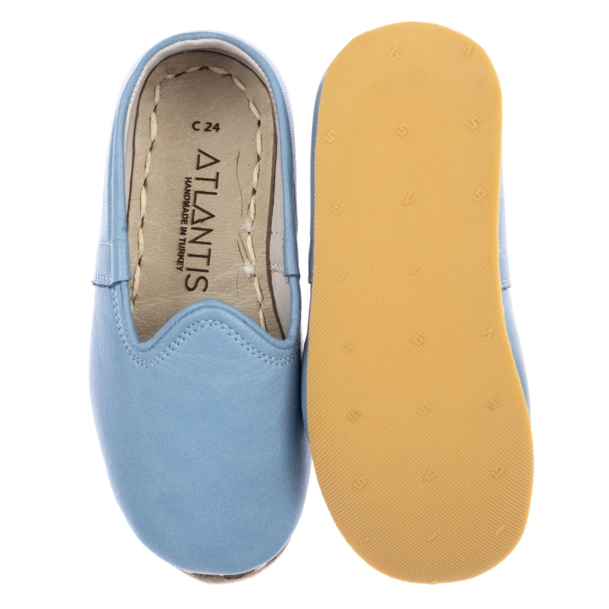 Kids Sky Blue Leather Shoes